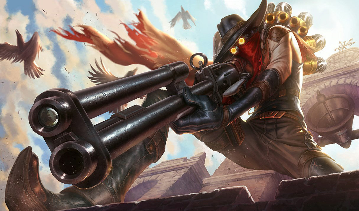 splash art of high noon jhin for league of legends