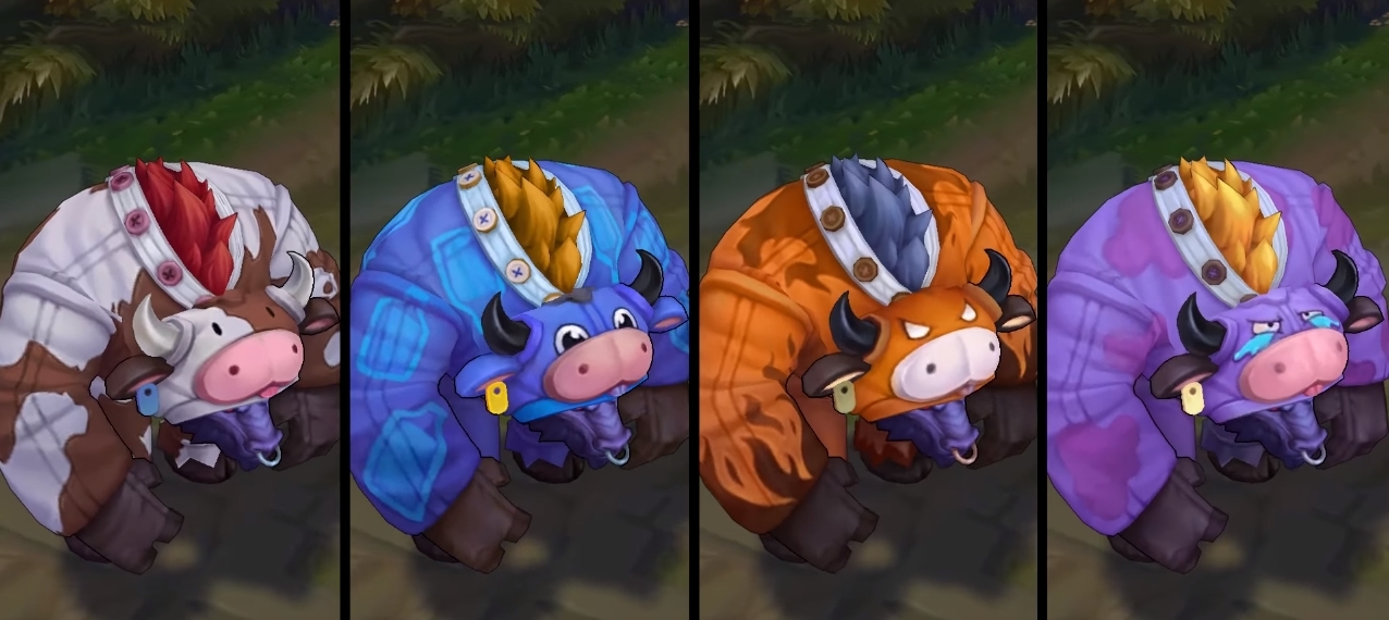 Moo cow alistar chroma skin  pack for league of legends ingame picture