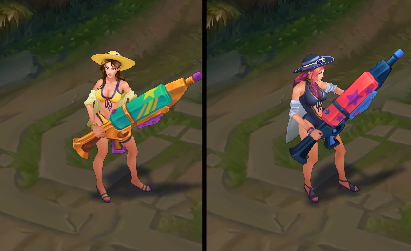 Pool Party Caitlyn chroma skin  pack for league of legends ingame picture